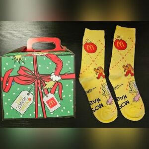2025 McDonald's Grinch Meal Box Yellow Socks New